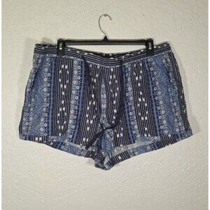 Gap Shorts Size XXL Blue White Stripe Linen Blend Pull On Drawstring Pockets